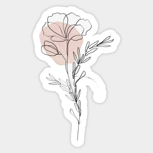 One Line Flower Botanical Abstract Sticker